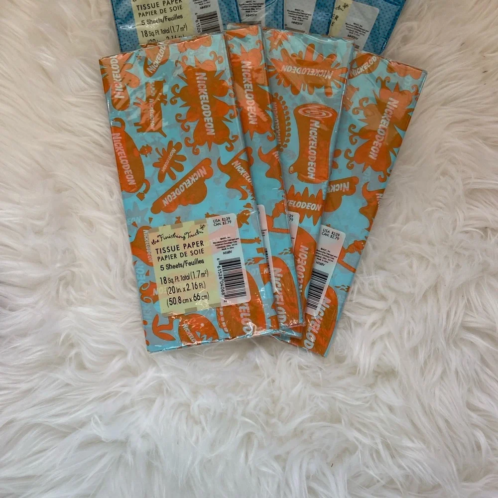 Lot of 4 Vintage 90’s Nickelodeon Logo‎ Tissue and 4 Vintage Polka Dot Tissue
